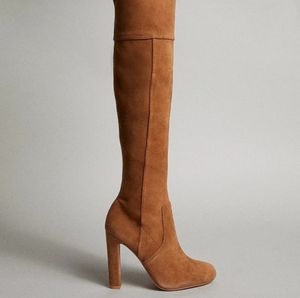 Karen Millen Suede Over The Knee Tie Boots size UK 5
